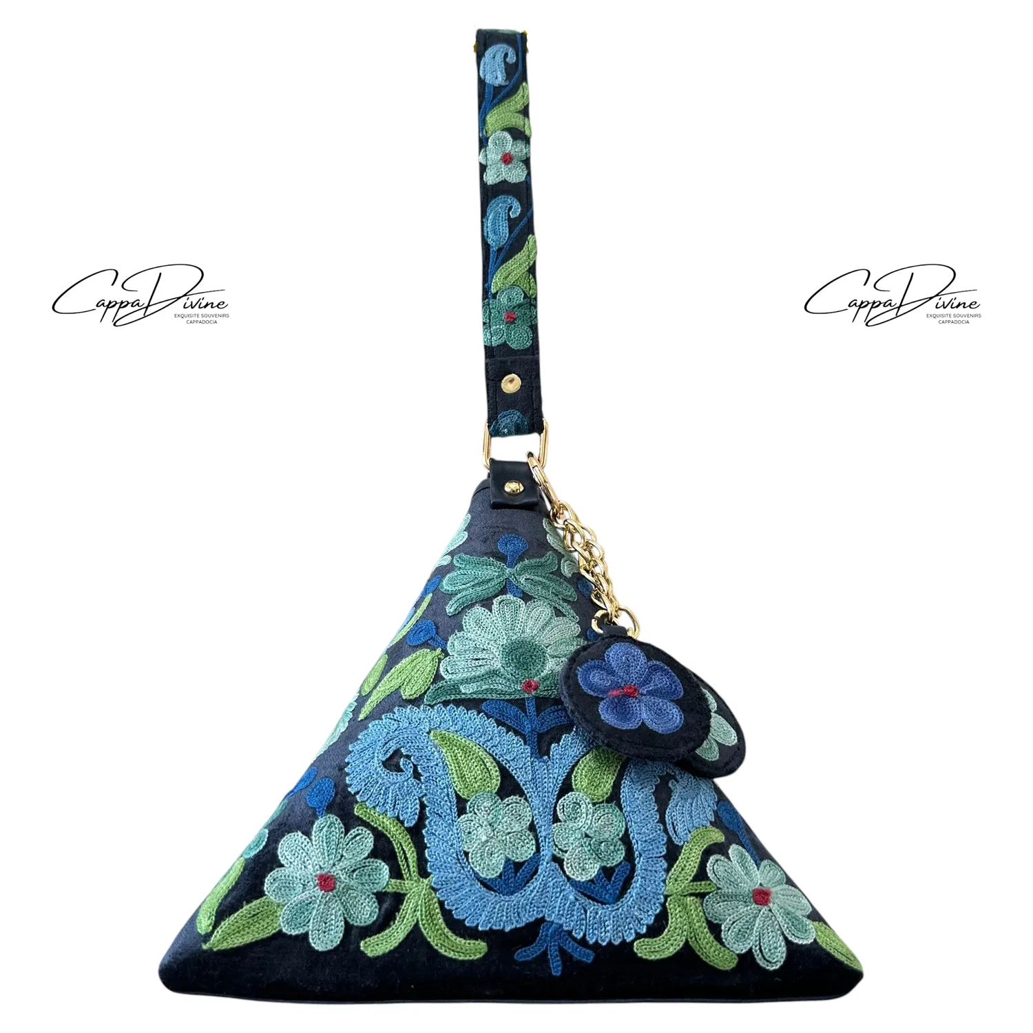 Leather Hand Bag with Suzani Embroidery