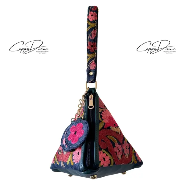 Leather Hand Bag with Suzani Embroidery
