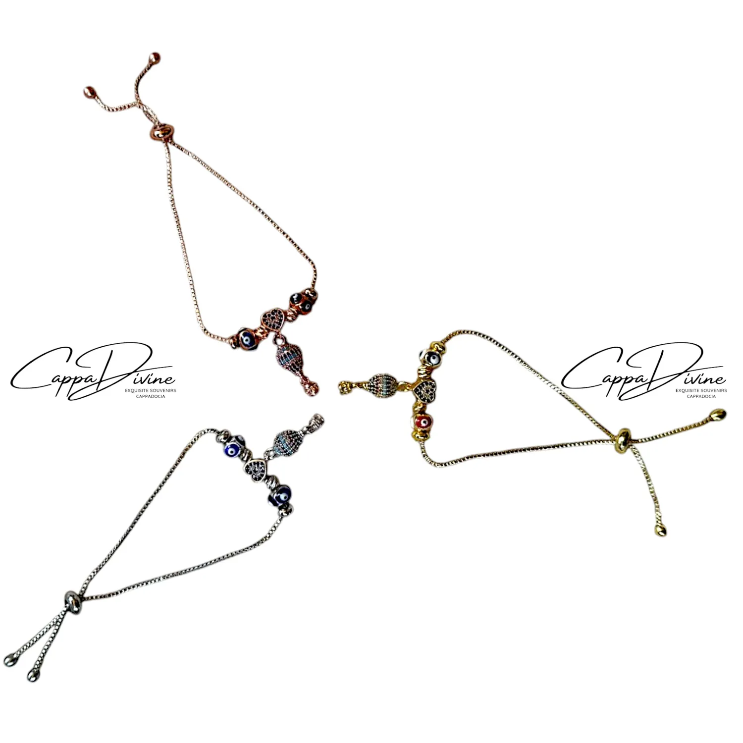 Steel Balloon Bracelet with Evil Eye