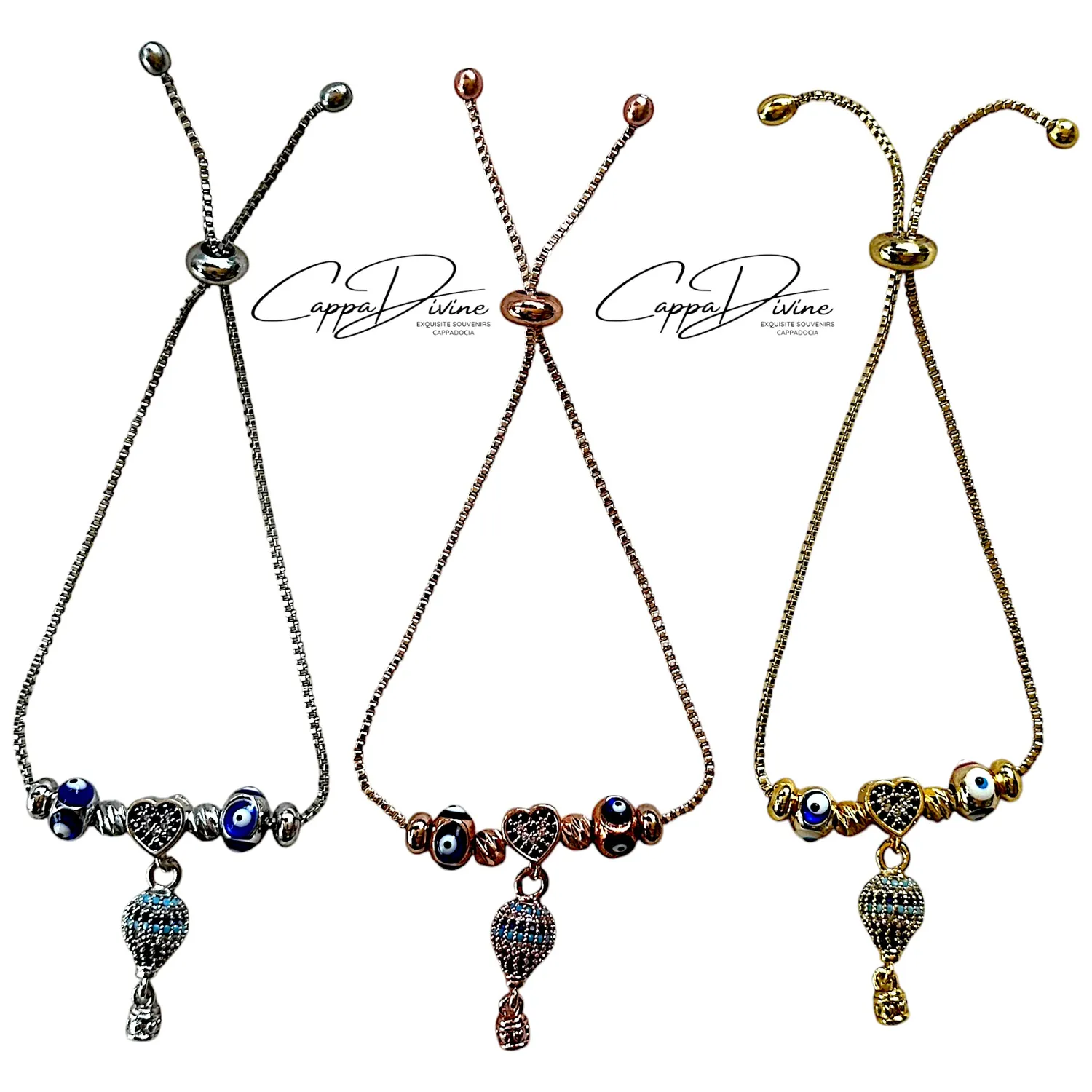 Steel Balloon Bracelet with Evil Eye