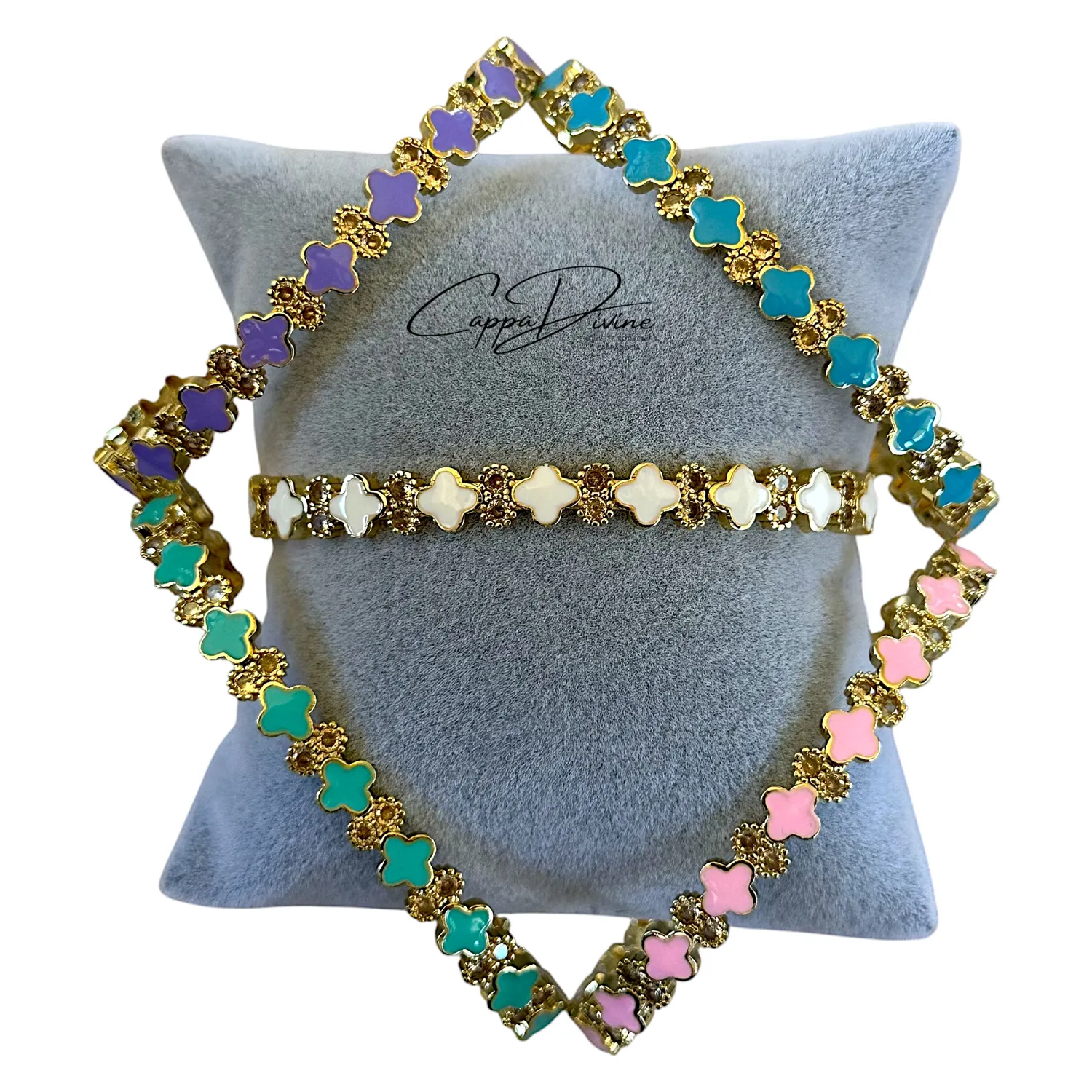 Adjustable Golden Steel Bracelet – Clove with Colorful Enamel