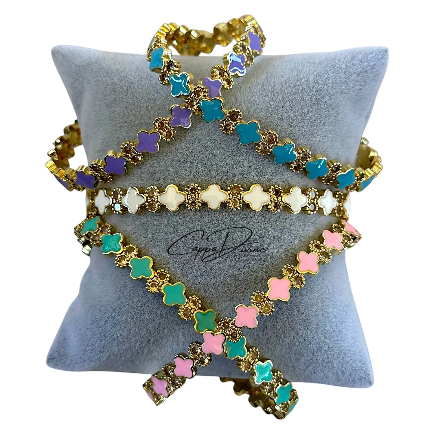 Adjustable Golden Steel Bracelet – Clove with Colorful Enamel