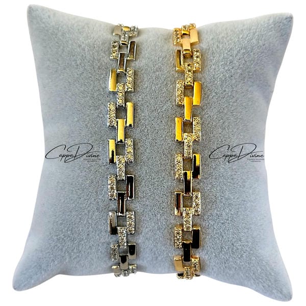Steel Bracelet - Cord Design with Crystal Engravings