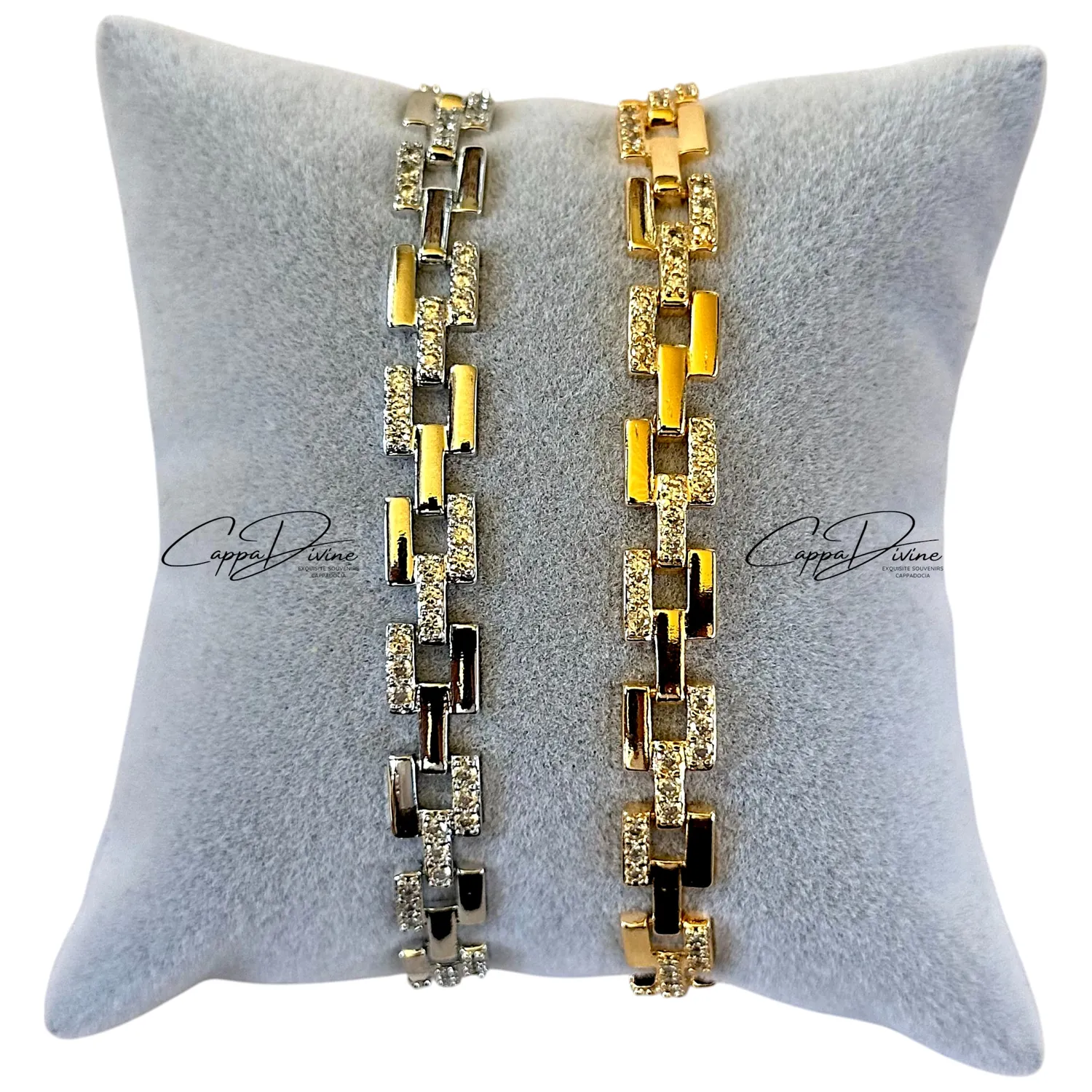 Steel Bracelet - Cord Design with Crystal Engravings