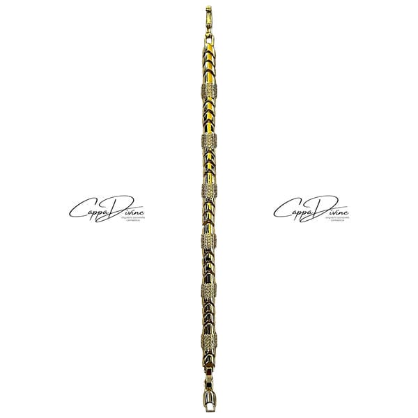 Golden Steel Bracelet - Arrow Cord Design with Crystal Engravings