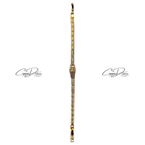 Rose Gold Steel Bracelet - Sphinx Design with Crystal Engravings