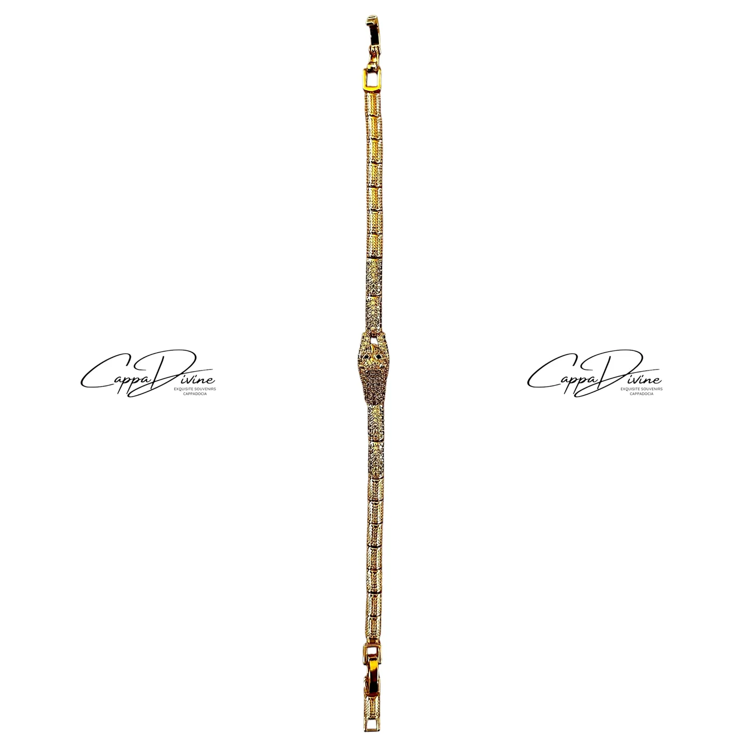 Rose Gold Steel Bracelet - Sphinx Design with Crystal Engravings