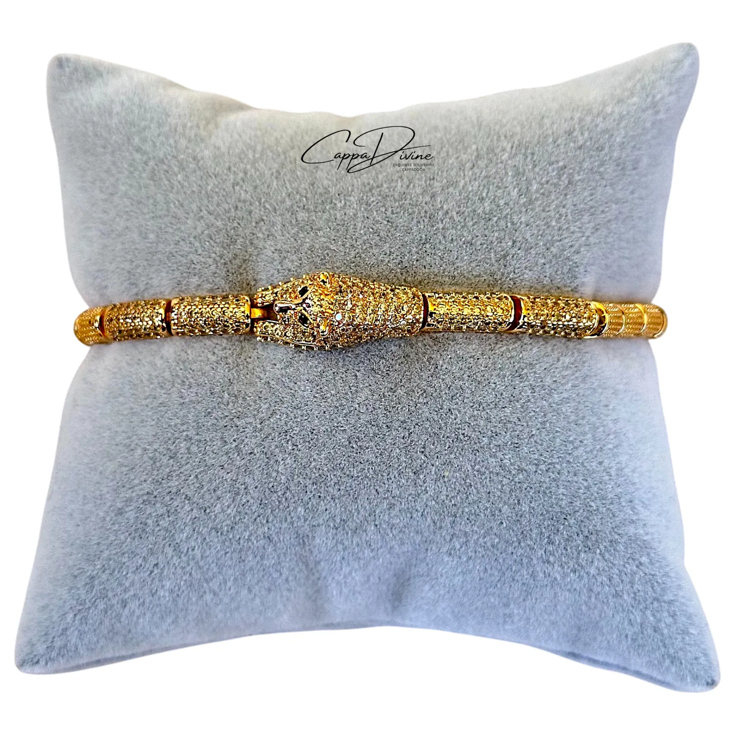 Rose Gold Steel Bracelet - Sphinx Design with Crystal Engravings