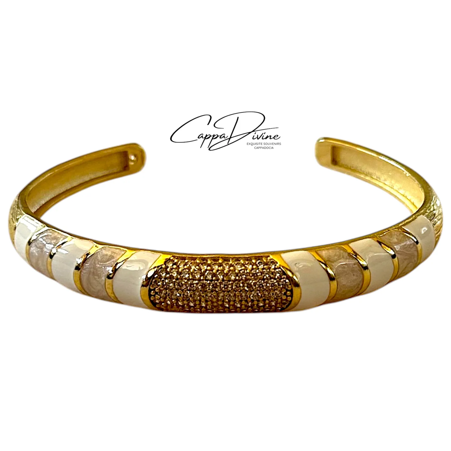 Adjustable Golden Steel Bracelet – Vintage Design with Engraving