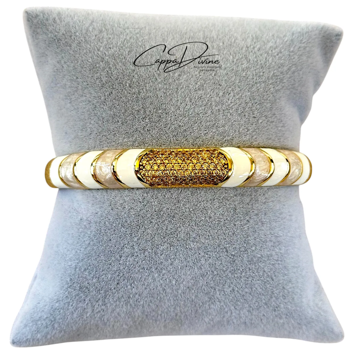 Adjustable Golden Steel Bracelet – Vintage Design with Engraving