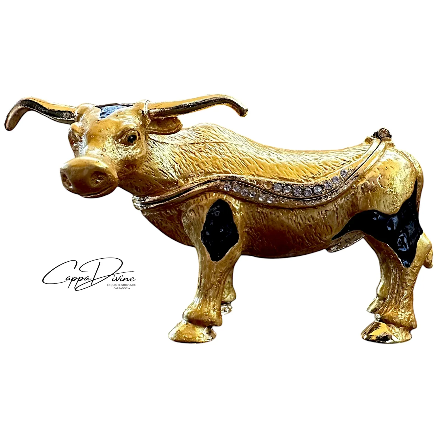 Decorative Piece – Golden Bull with Crystal Stones