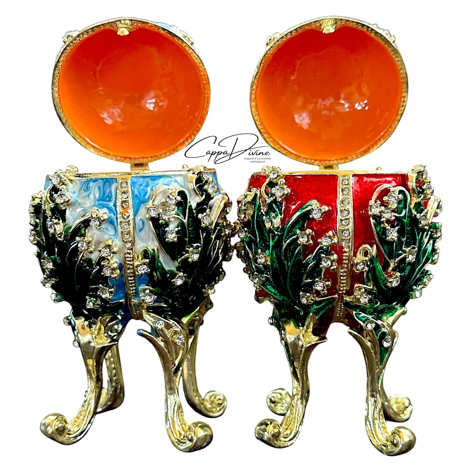 Decorative Piece – Faberge Egg with Cross and Crystal Stones