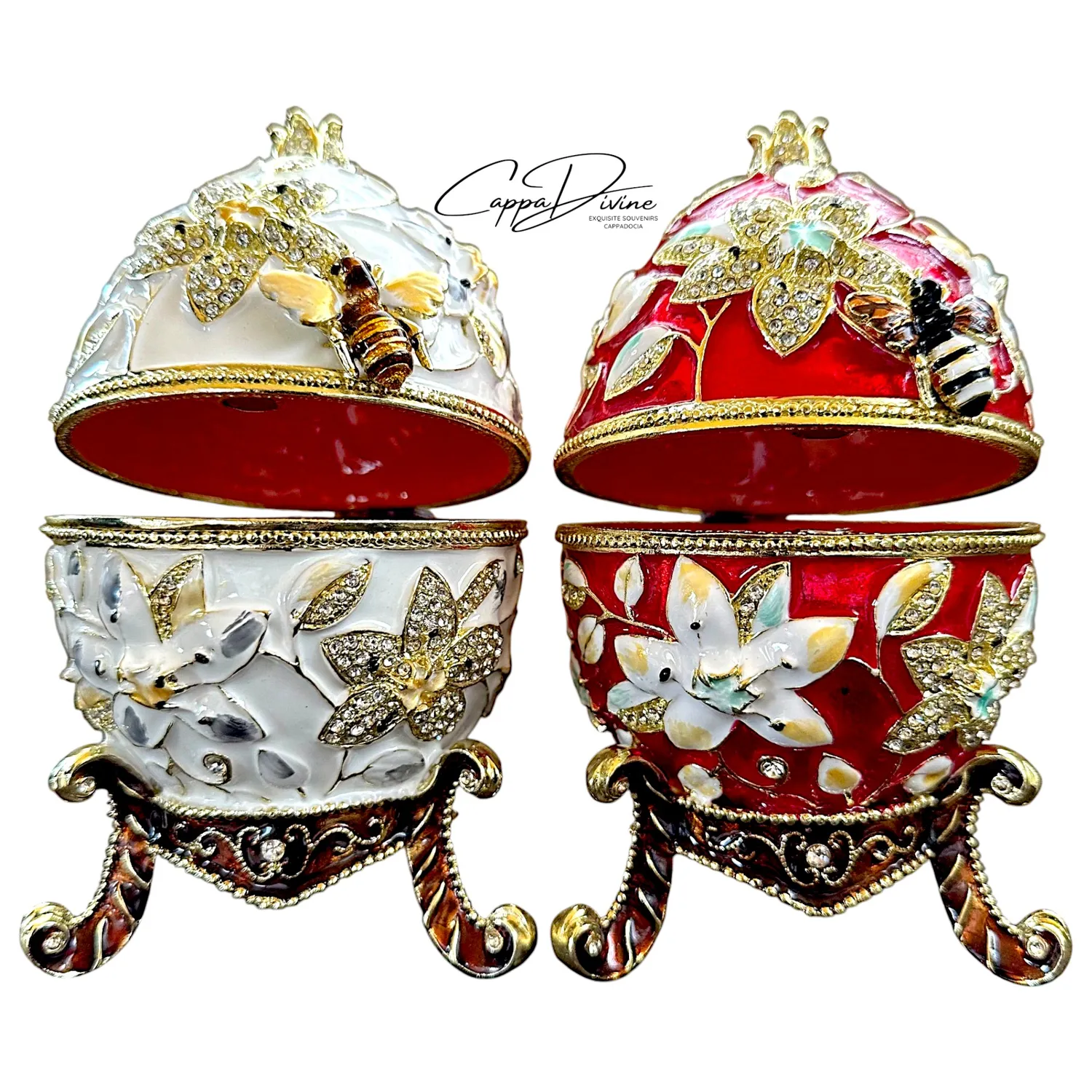 Decorative Piece – Faberge Egg with Crown and Crystal Stones