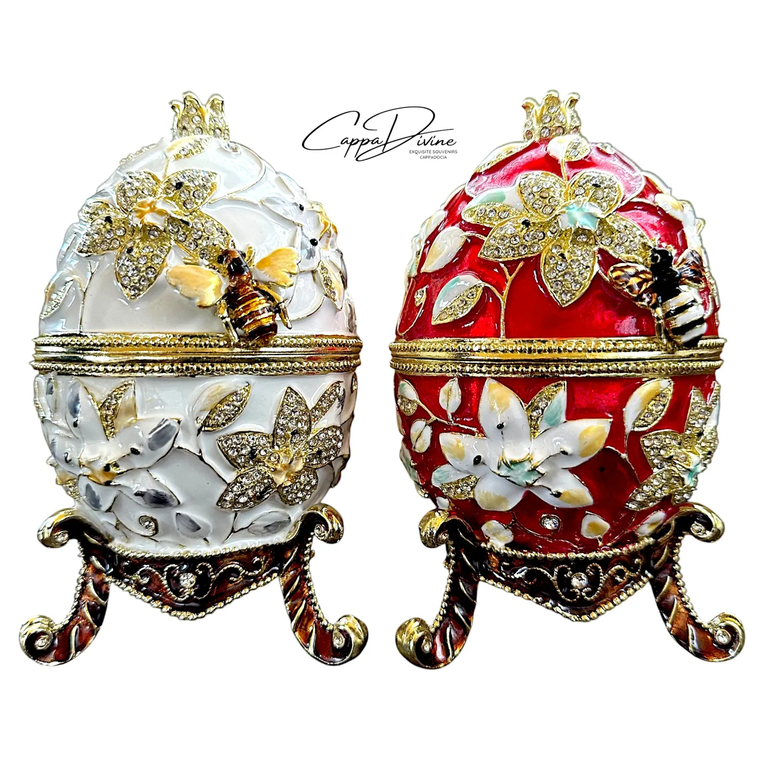 Decorative Piece – Faberge Egg with Crown and Crystal Stones