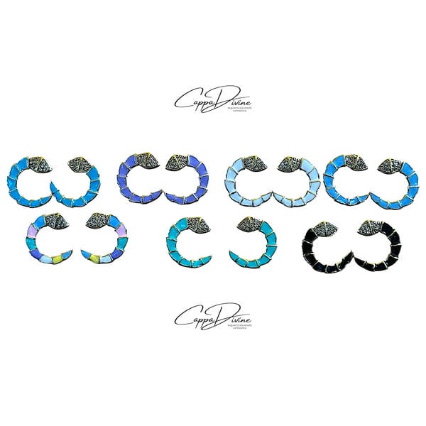 Steel Earring – Snake Design with Colorful Enamel and Crystal Engravings