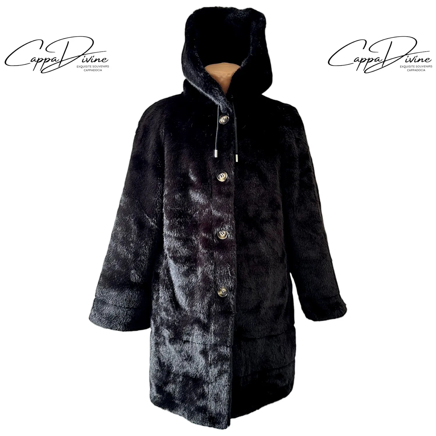 Angora Fur Coat – Plain-Hood & Long