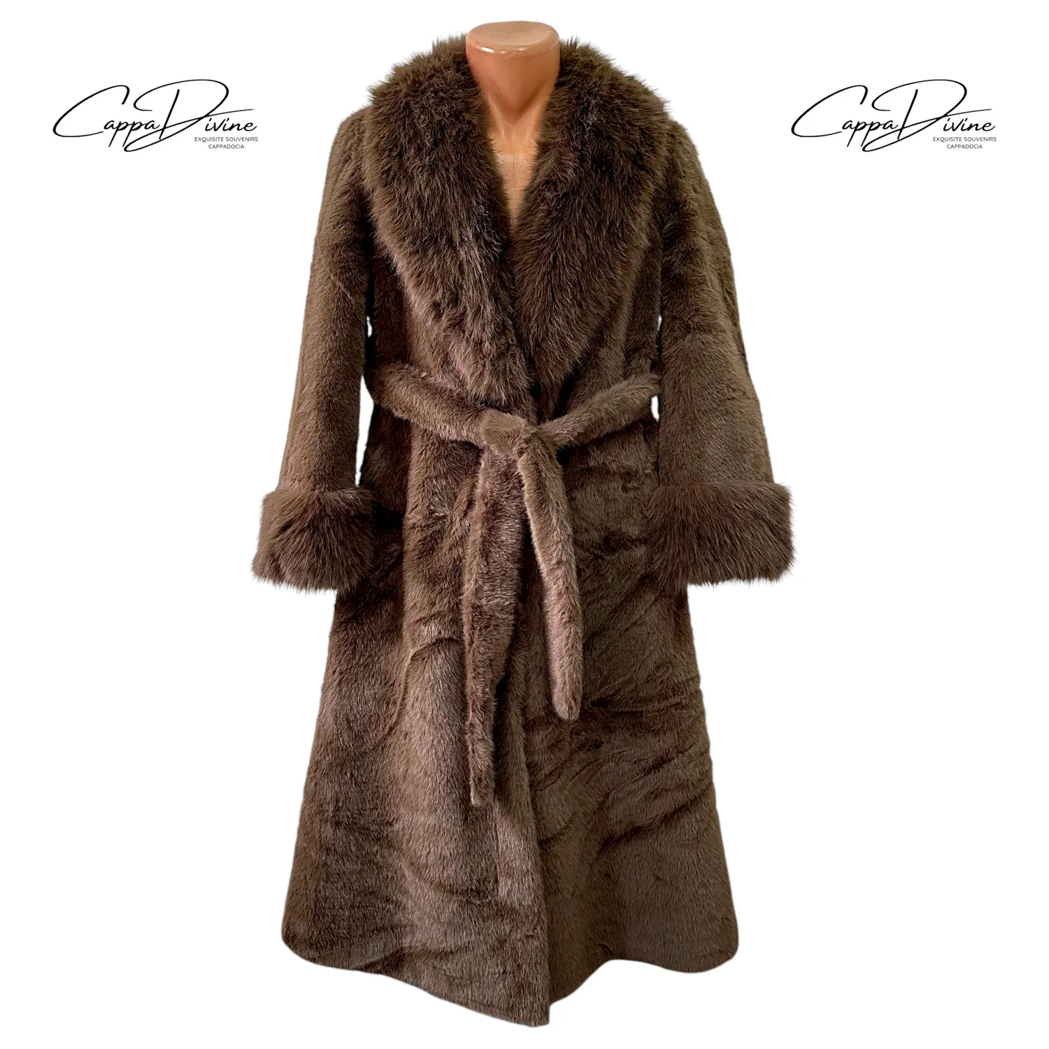 Belted Angora Fur Coat – Plain & Long