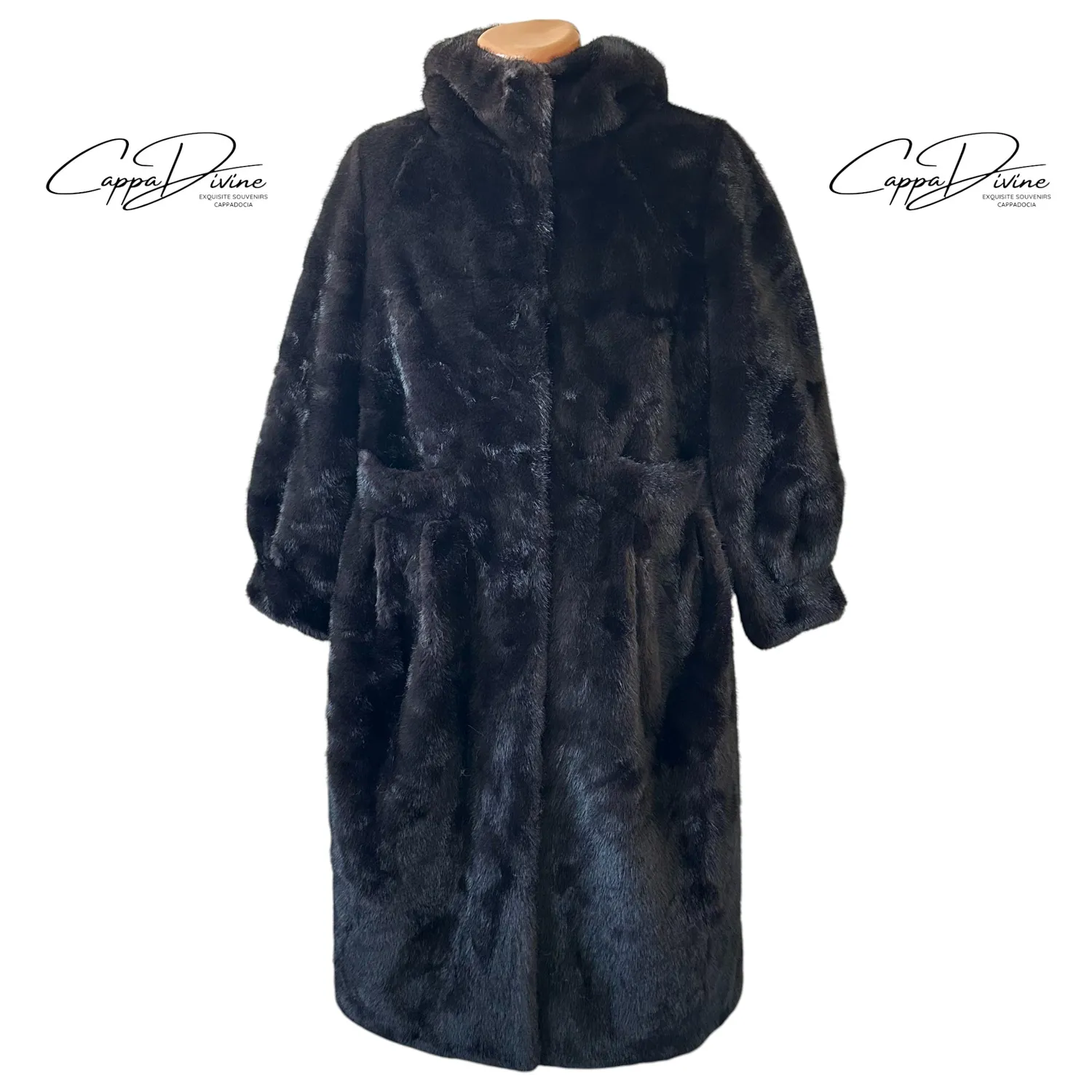 Long Angora Fur Coat – Vintage Design & Hooded