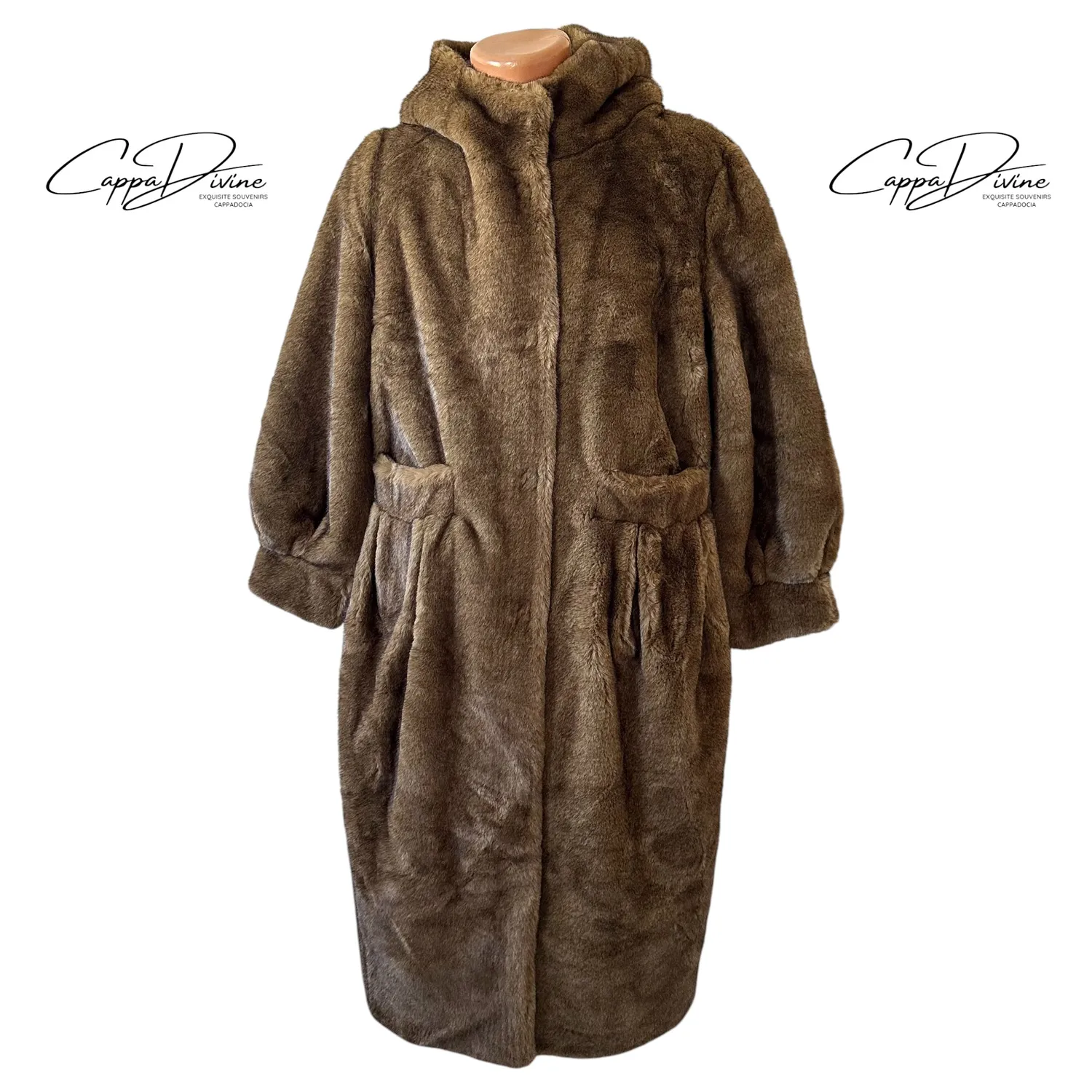Long Angora Fur Coat – Vintage Design & Hooded