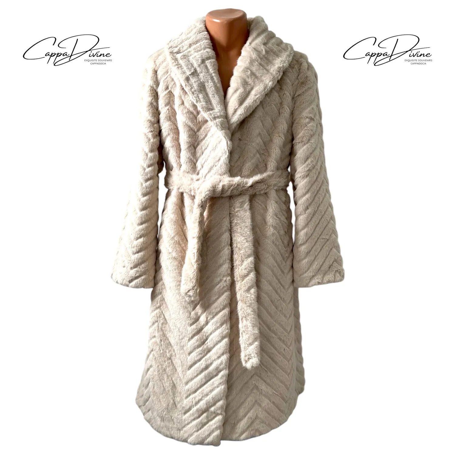 Long Angora Fur Coat – Wavy Stripe Patterns