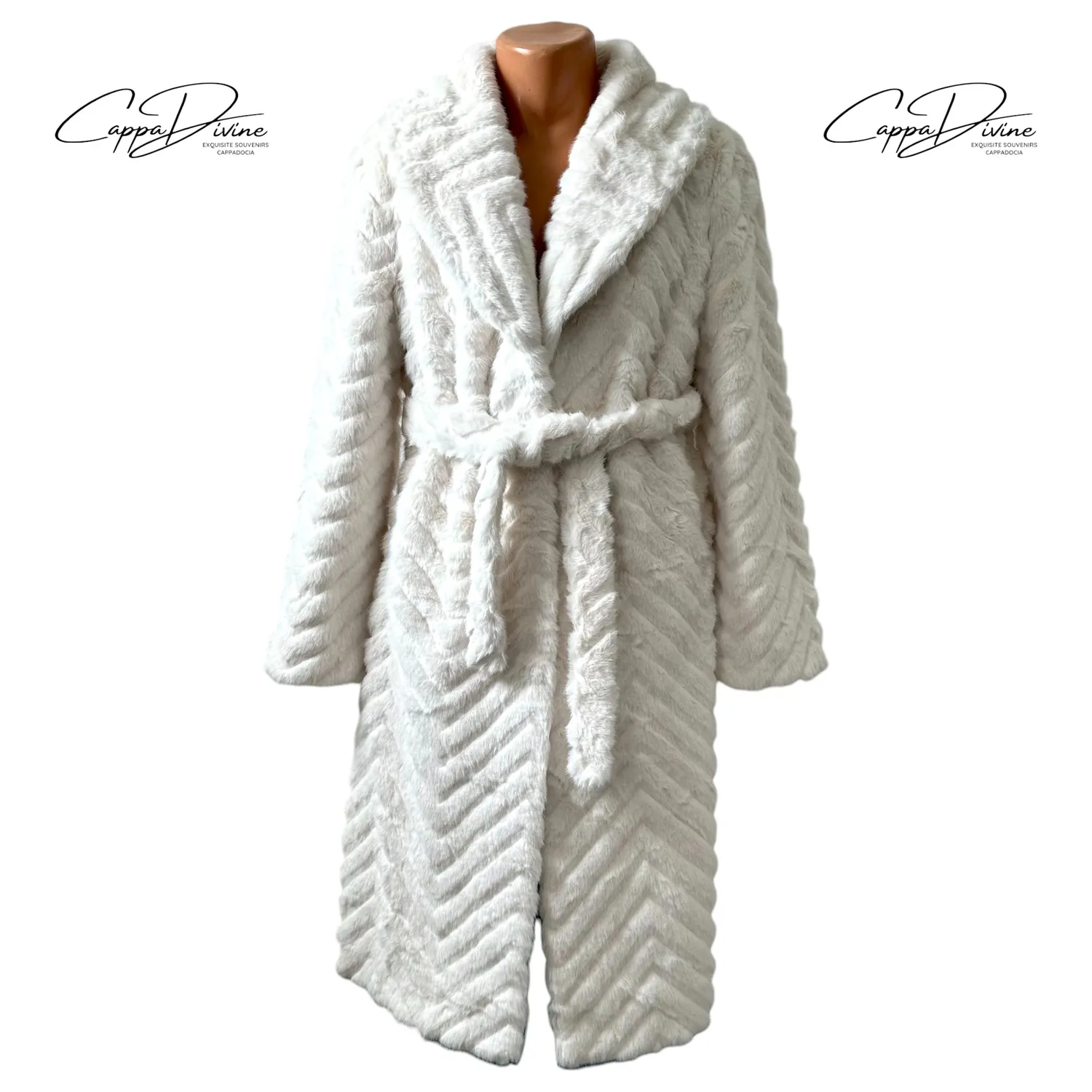 Long Angora Fur Coat – Wavy Stripe Patterns