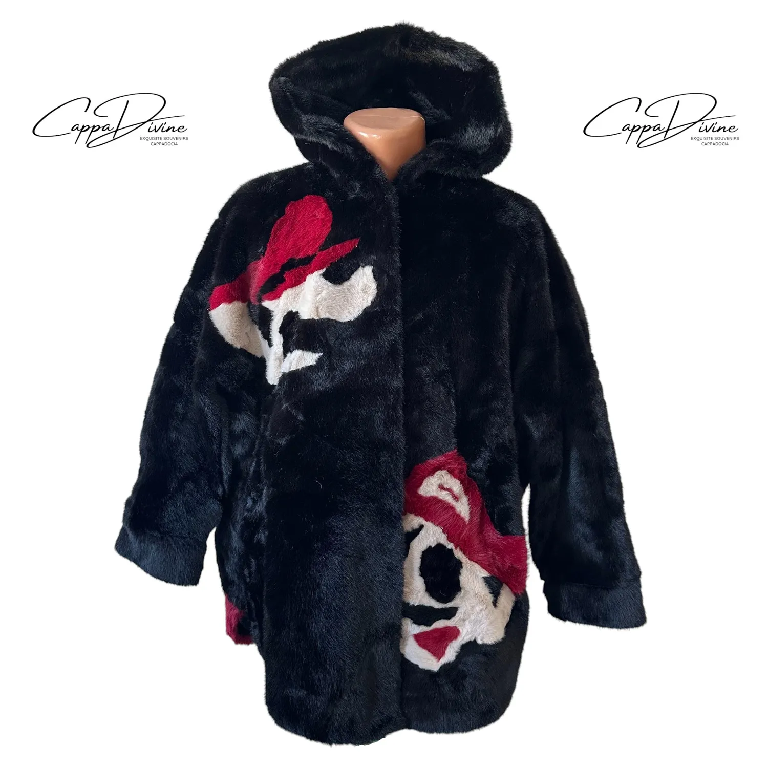 Long Angora Fur Coat – Hooded & Mario Design