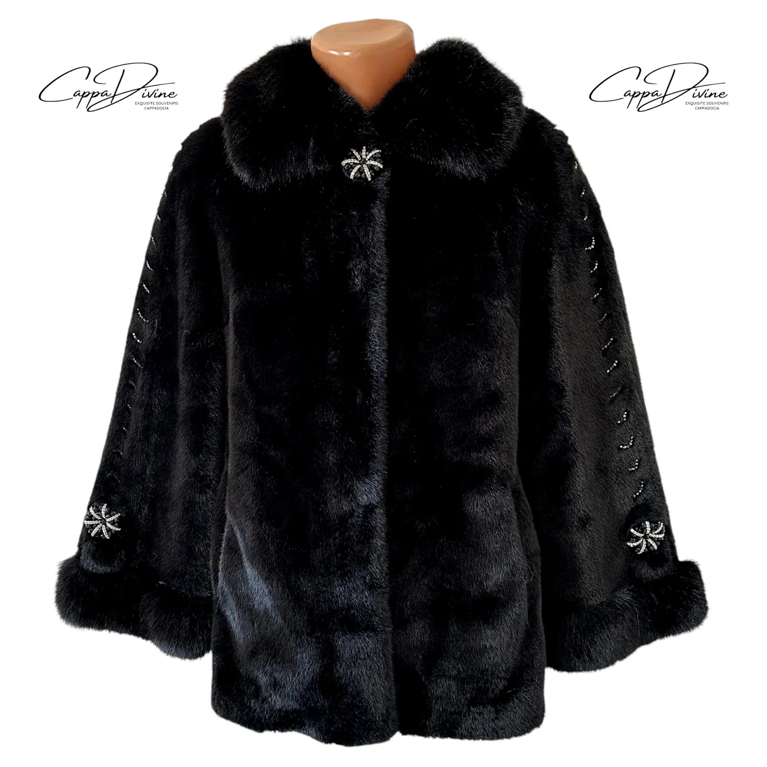 Angora Fur Coat – Short & Crystal Detailed