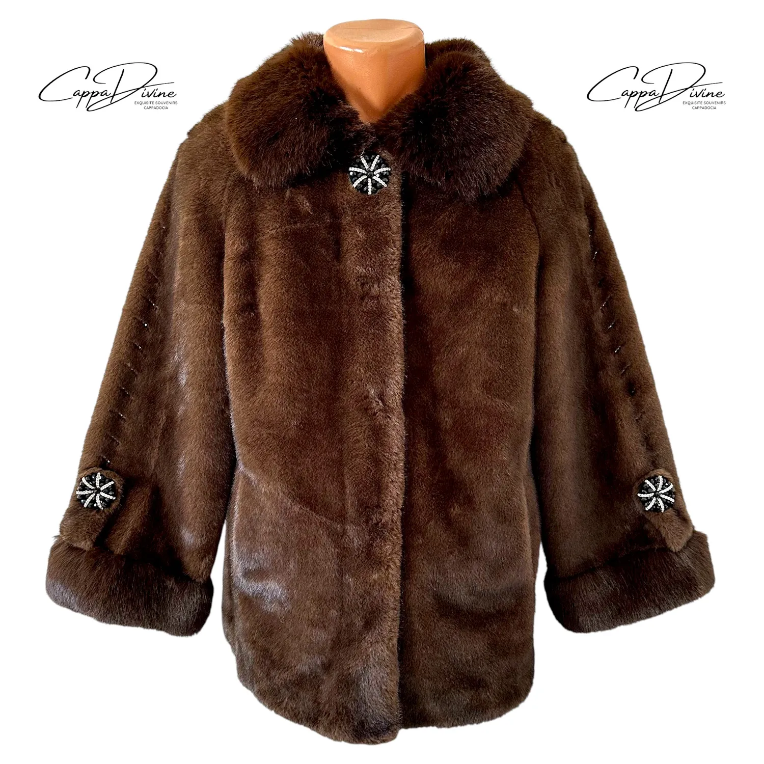 Angora Fur Coat – Short & Crystal Detailed