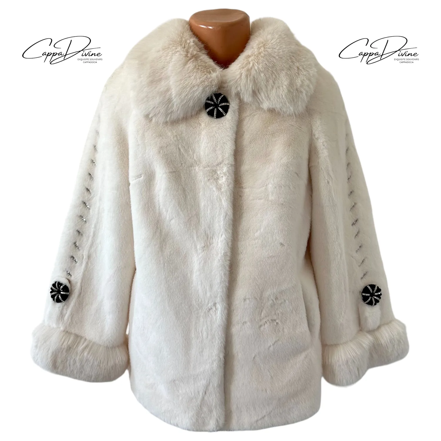 Angora Fur Coat – Short & Crystal Detailed