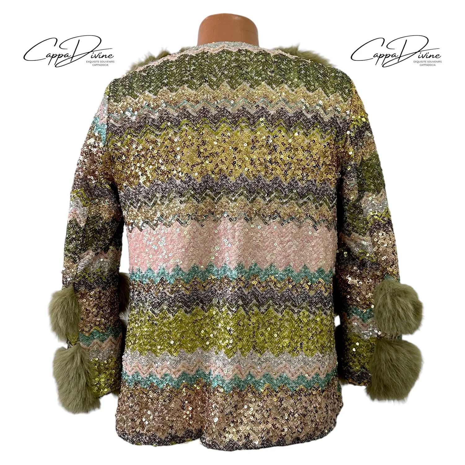 Angora Fur Coat – Fluffy Fur & Sequin Design