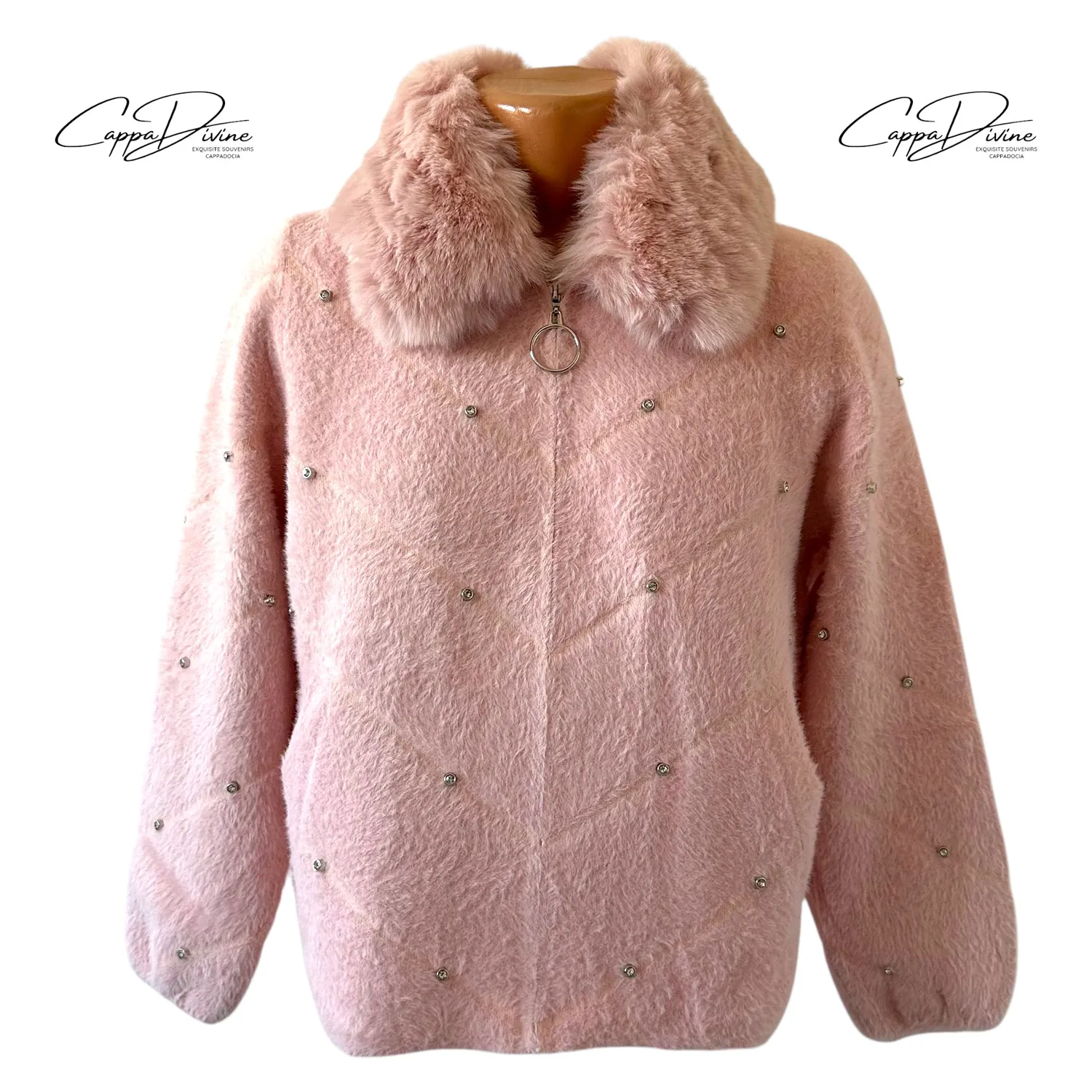 Soft Angora Jacket – Short, Furred & Crystal Detailed