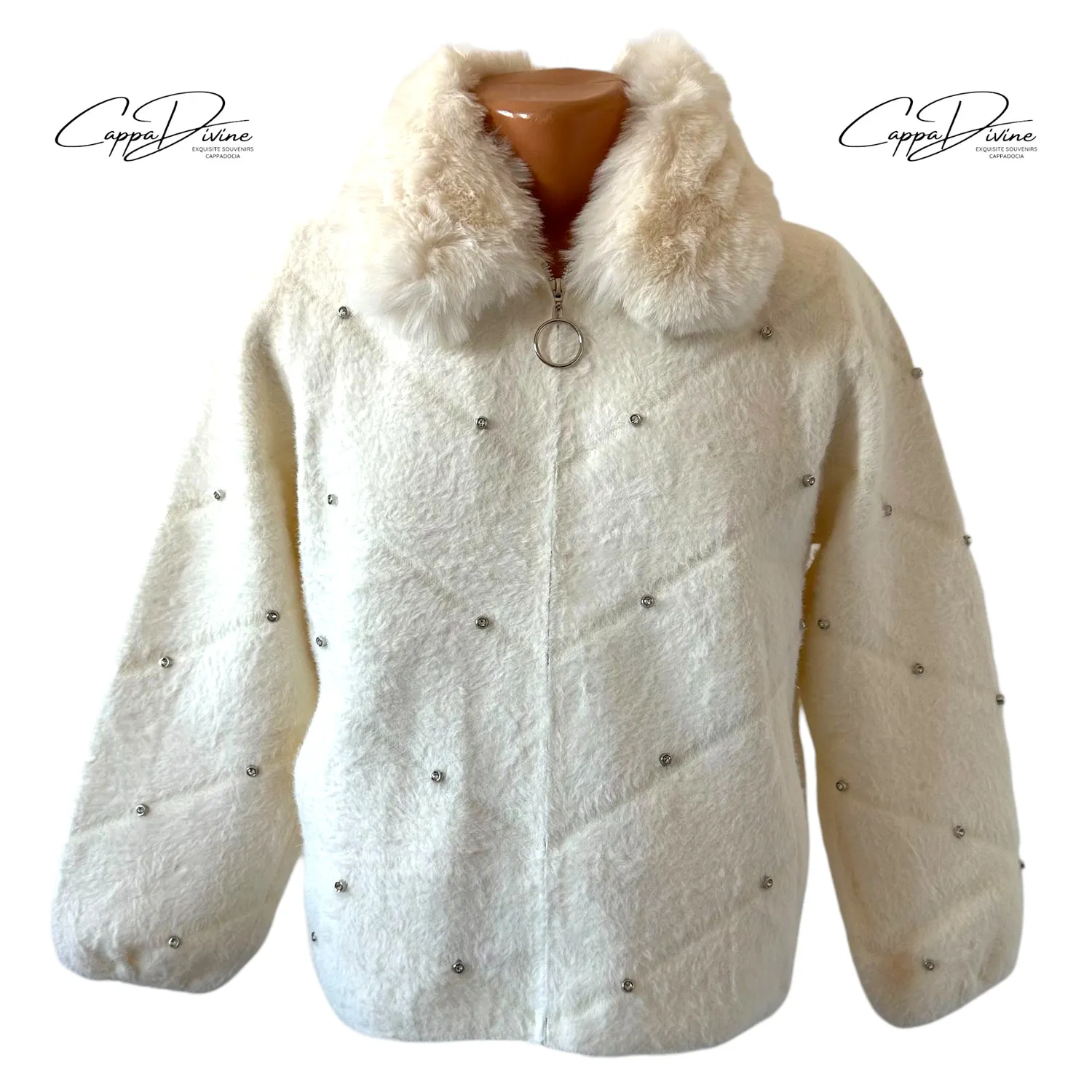 Soft Angora Jacket – Short, Furred & Crystal Detailed