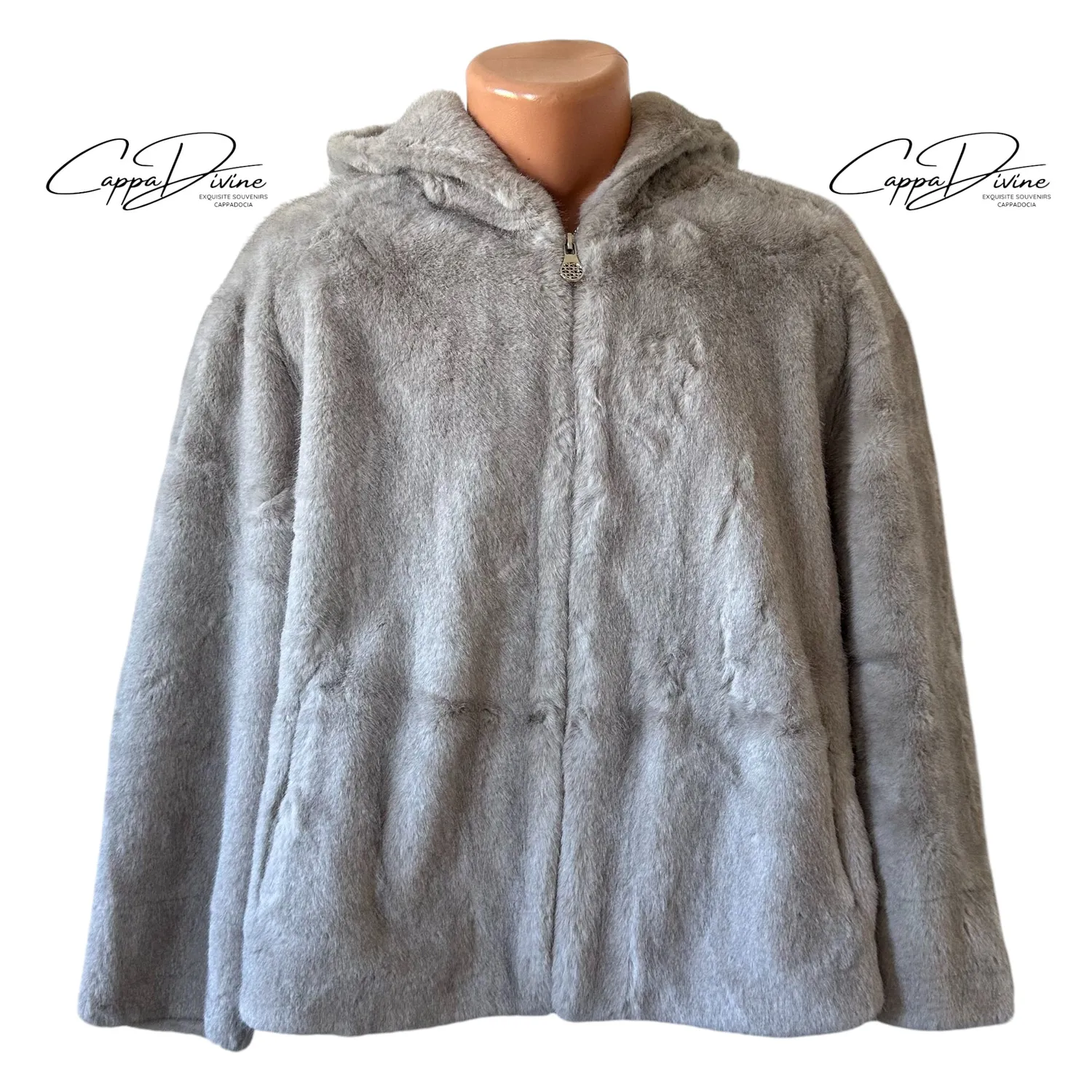 Short Angora Fur Coat – Plain & Hooded
