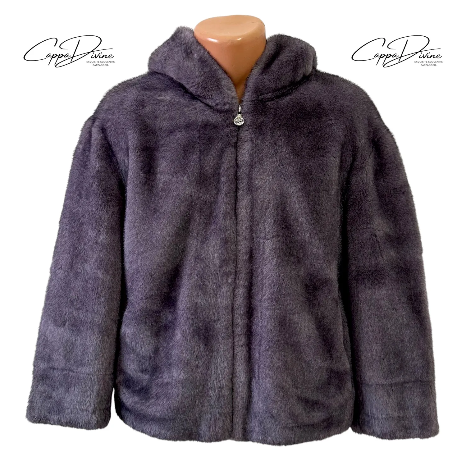 Short Angora Fur Coat – Plain & Hooded