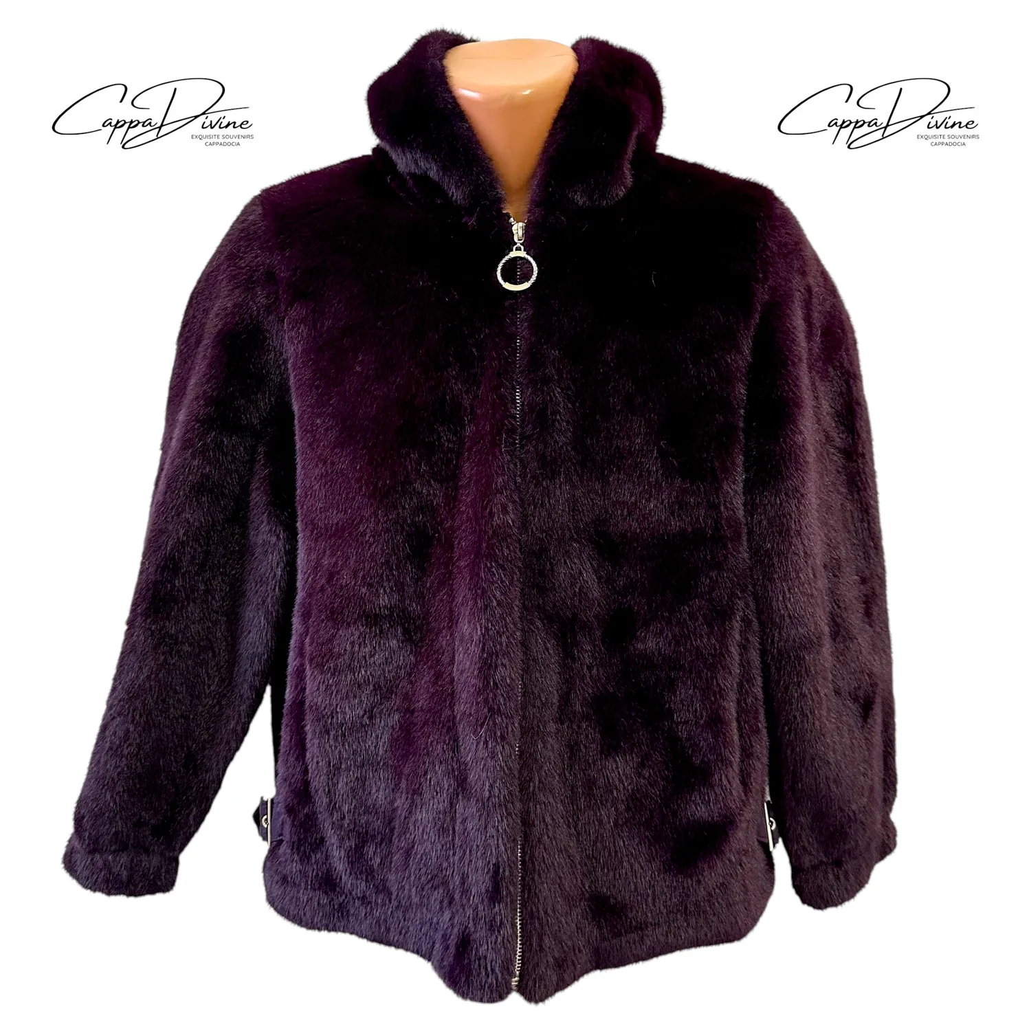 Short Angora Fur Coat – Plain, Hooded & Mini Belt Detailed