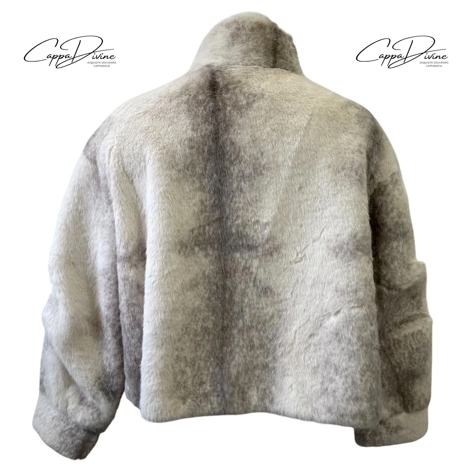 Angora Fur Coat – Short, Mottled & Full Zippered
