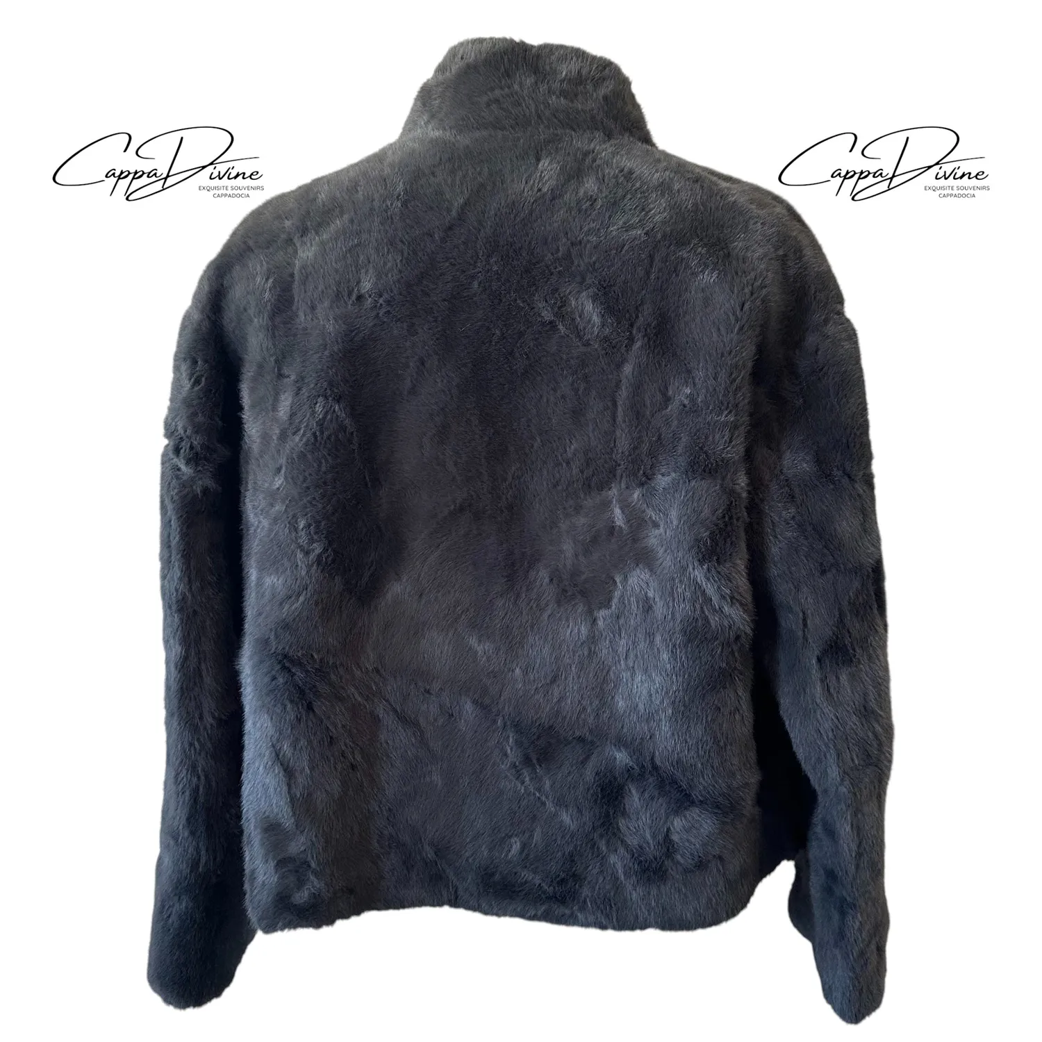 Angora Fur Coat – Short, Plain & Full Zipper