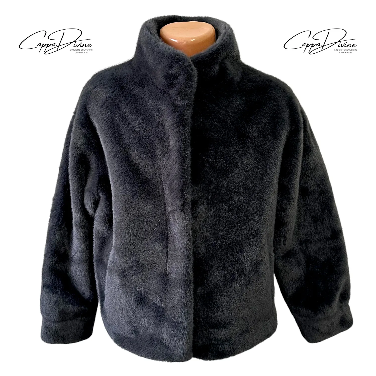 Angora Fur Coat – Short, Plain & Concealed Hook Closure