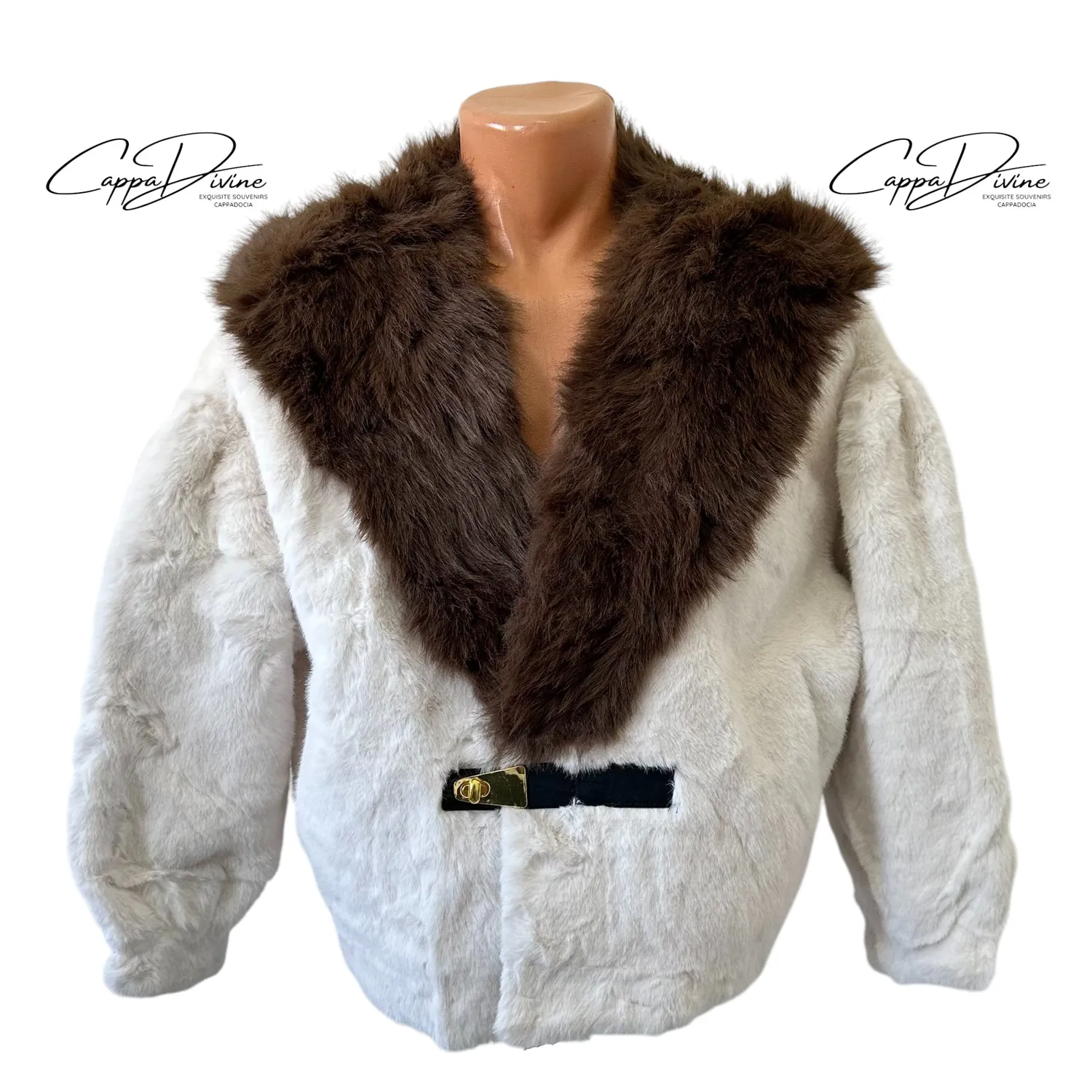 Angora Fur Coat – Short & Broad V Neck Design
