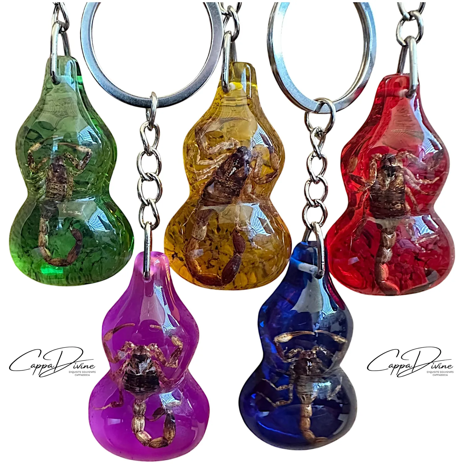 Scorpion Fossil Keychain – Amber & Guitar Shape