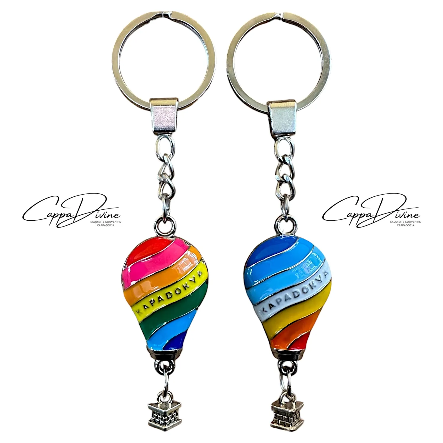 Colorful Metal Keychain – Elegant Hot Air Balloon Design