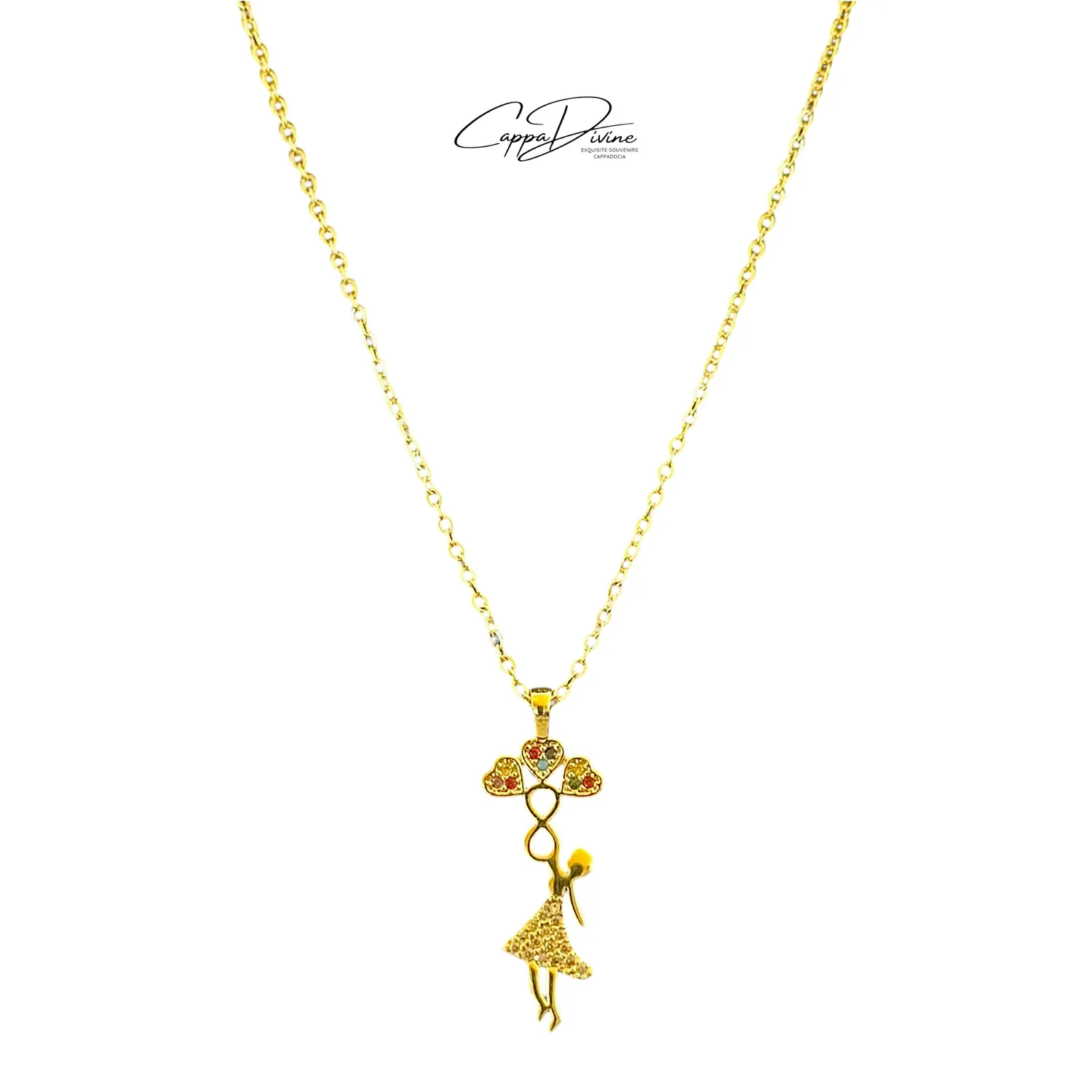 Steel Necklace – Girl with Balloons Design