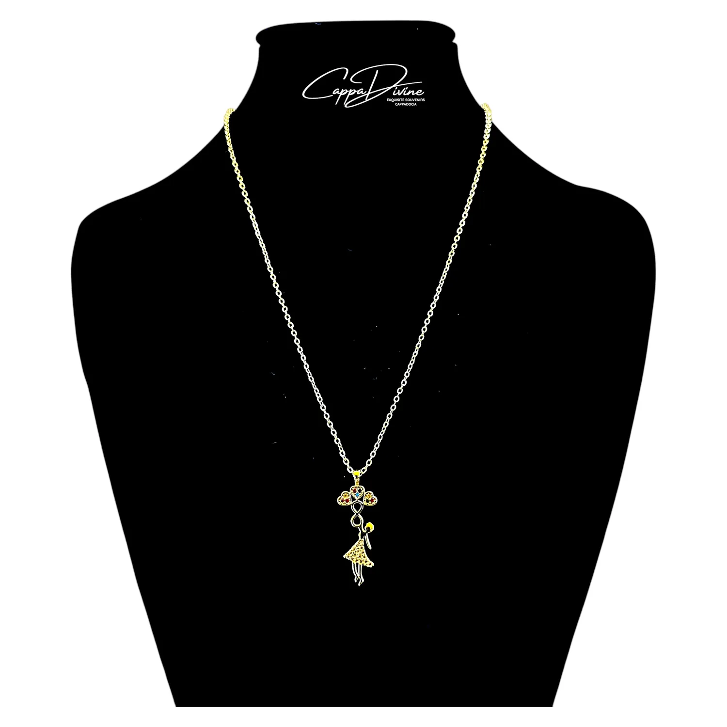 Steel Necklace – Girl with Balloons Design