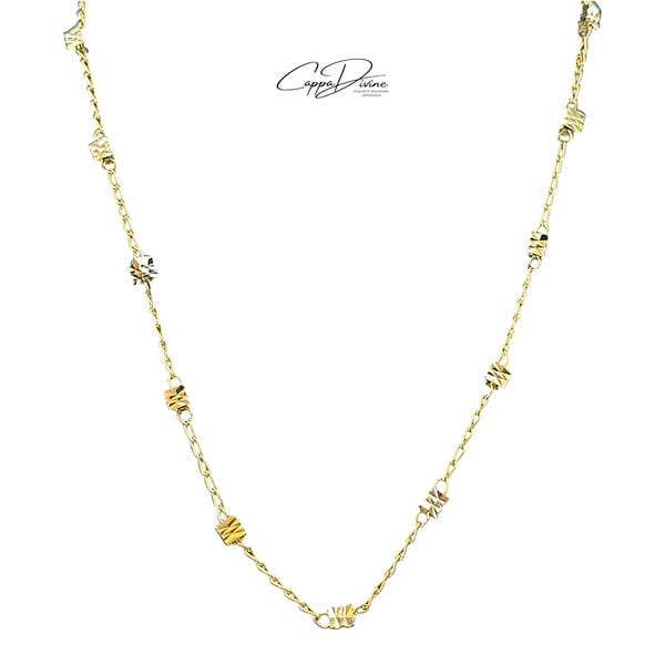 Golden Steel Necklace – Square Dorica Design