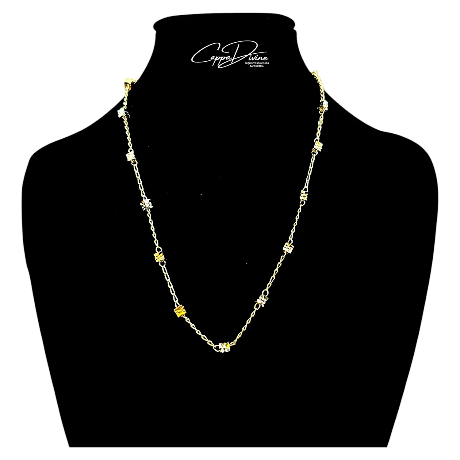 Golden Steel Necklace – Square Dorica Design