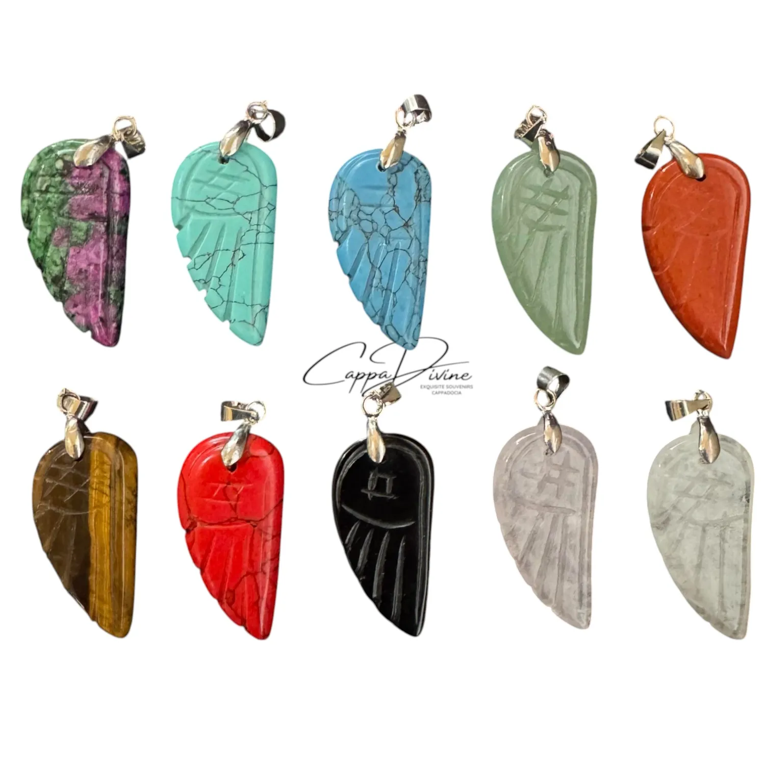 Angel-Wing Cut Stone Pendant