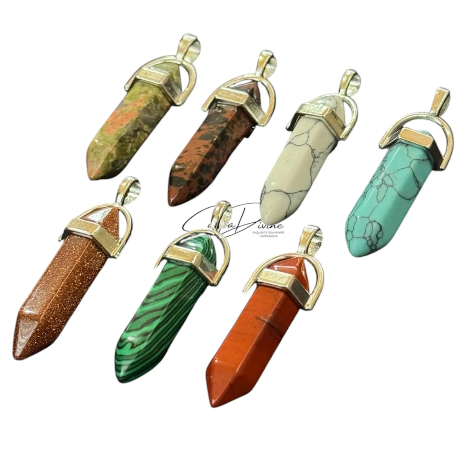 Sharp-Hexagon Cut Stone Pendant