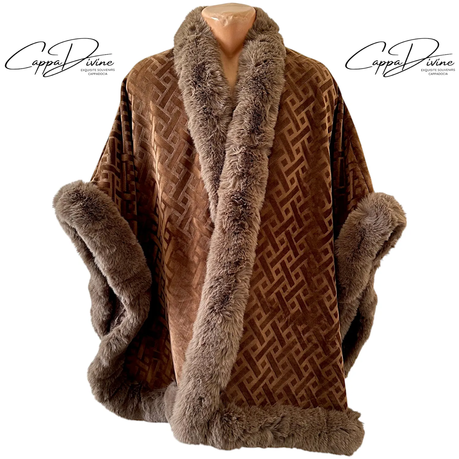 Angora Fur Poncho – Entrelac Pattern