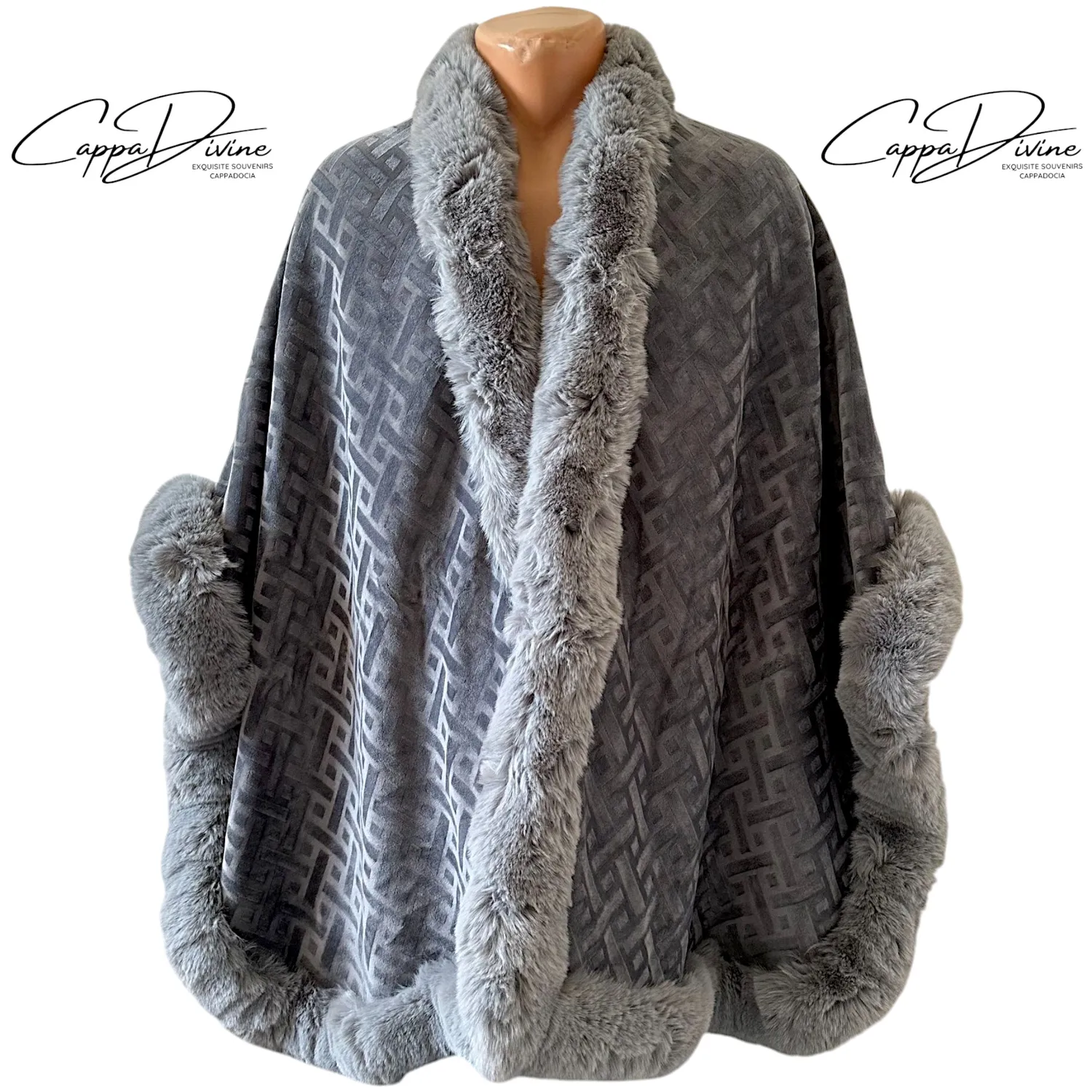 Angora Fur Poncho – Entrelac Pattern
