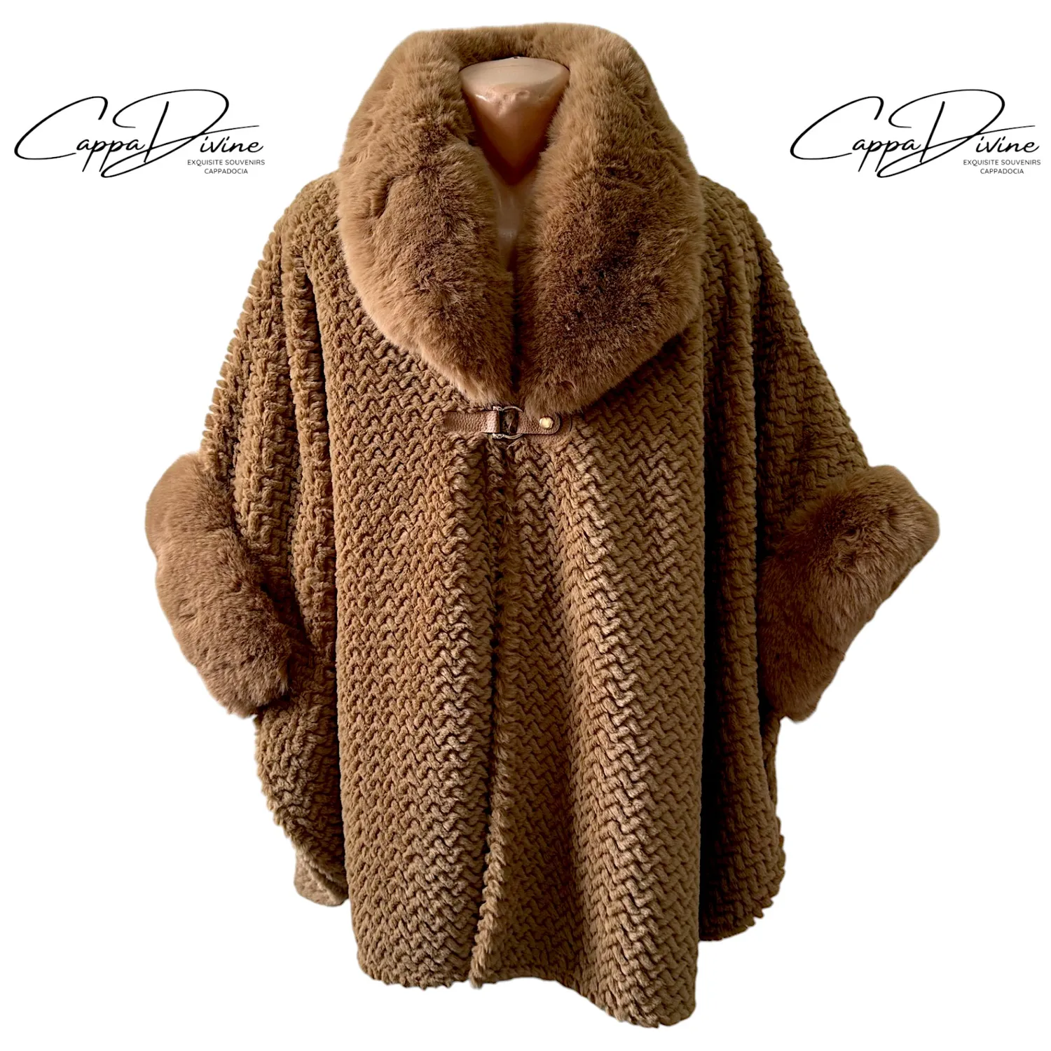 Fluffy Angora Fur Poncho